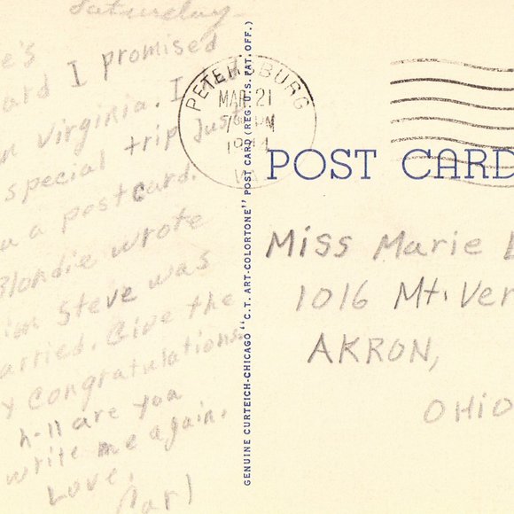 Linen Postcard - Large Letter - Greetings from Petersburg,Virginia M907 - Picture 2 of 2